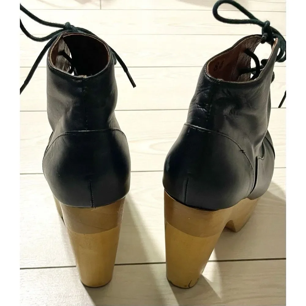 Ecote wooden Vegan leather‎ lace up platform heels size 8.5 Urban Outfitters